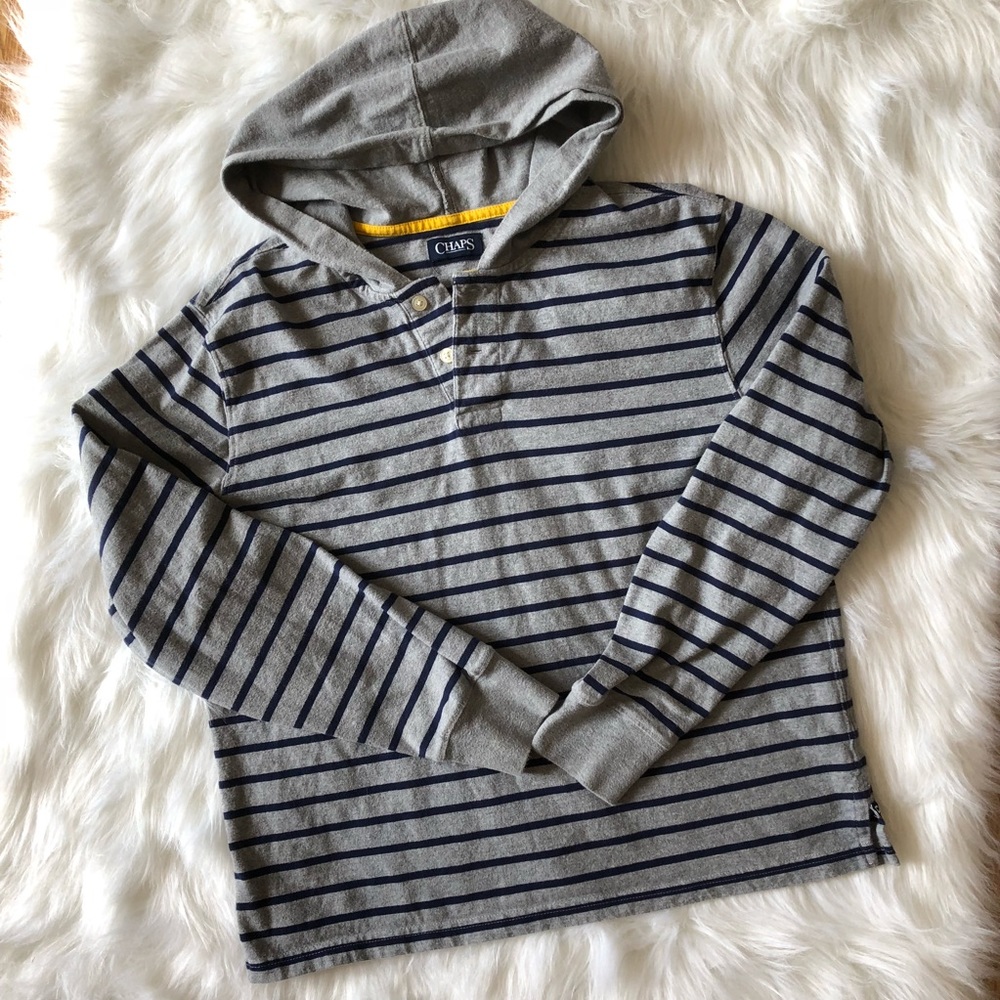 Chaps striped hooded long sleeve-EXC cond!